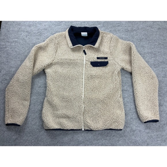 Columbia Jackets & Blazers - Columbia Mountain Side Sherpa Fleece Jacket Womens M Cream Navy Full Zip